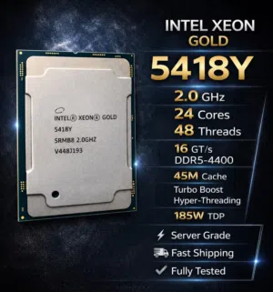 معالج سيرفر Intel Xeon Gold 5418Y جيل رابع 24 كور 48 ثريد 2.0GHz (3.8GHz توربو) كاش 45MB 185W