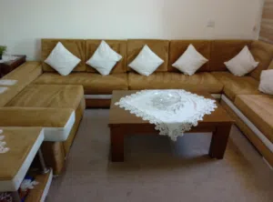 كنب عسلي خشب زان قماش ثقيل