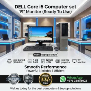 DELL i5 Computer Set 4GB Ram 320GB HDD With 19 Monitor Win & Office Ready To Use