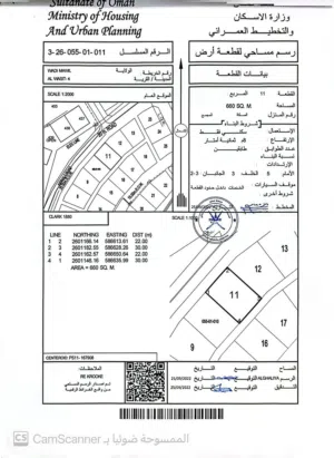 ارض سكنيه مساحه 660 متر