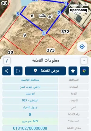 ارض للبيع من اراضي ابو علندا