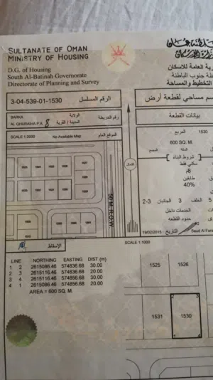 للبيع ارض في بركاء القريحه