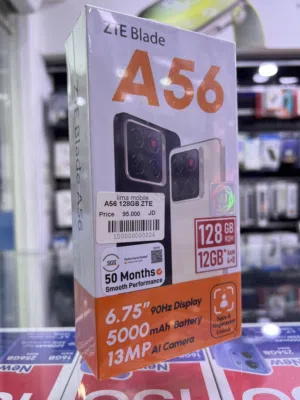 ZTE Blade A56 ( 128 GB / 4+8 RAM )  هاتف زد تي اي اي56 جديد كفالة الوكيل  متوفر اللون الذهبي