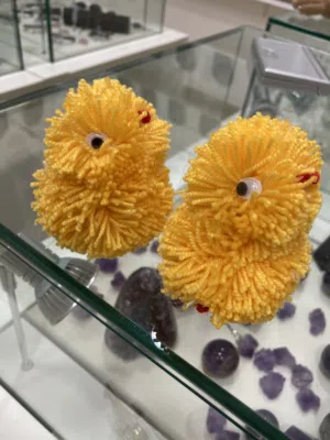 Cute handmade fluffy chicks