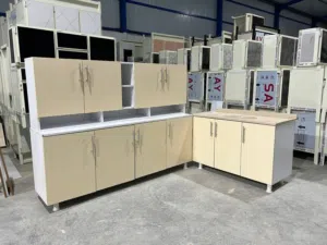 كاونتر خشب MDF ارضي وملحق قياس مترين وسنك متر و20 مرمر