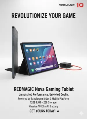 تابلت رد مجك نوفا  Tablet redmagic nova معاه كرتونه والشحن وكفر مغناطيسي وشاشة حمايه خاصة بالألعاب