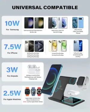 شاحن لاسلكي للايفون 3 في 1 وشحن سريع لاسلكيا لأجهزة iPhone و iwatch و AirPods في نفس الوقت