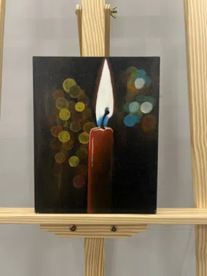 The Quiet Flame – Original Acrylic Candle Painting الشعلة الهادئة - لوحة باللوان الاكريليك