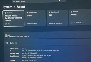 لاب توب Asus tuf gaming f15 للبيع   model : fx506h
