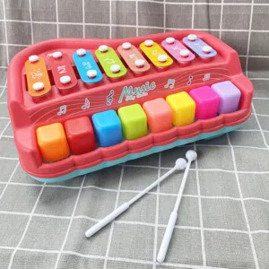 لعبة بيانو إكسيليفون للأطفال 2 في 1 الوان متنوعة 6  أزرار تشغيل أصوات مختلفه هدية اطفال العاب طفل