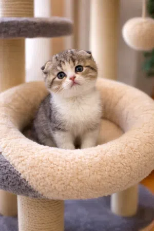 Scottish fold female golden brown tappy and white