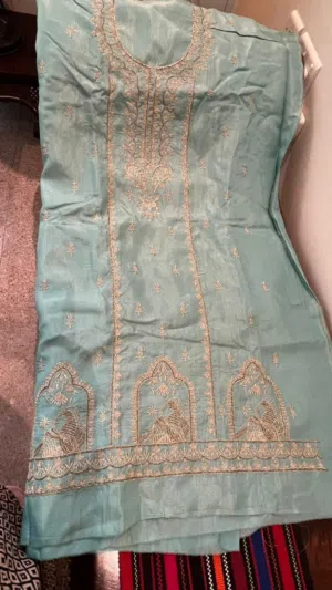 Unstitched Indian or Pakistani dress zardozi work