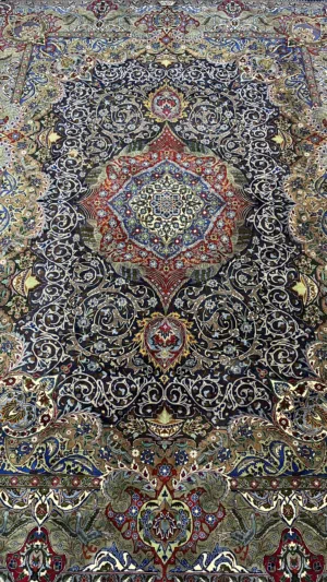 سجادة ايراني ممضية (قم قلم كاشمر)