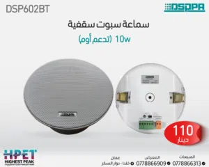 مكبر صوت سقفي بلوتوث DSP602BT – صوت نقي وتصميم مخفي بزاوية تغطية واسعة