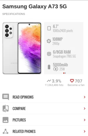 Samsung galaxy A73 5G