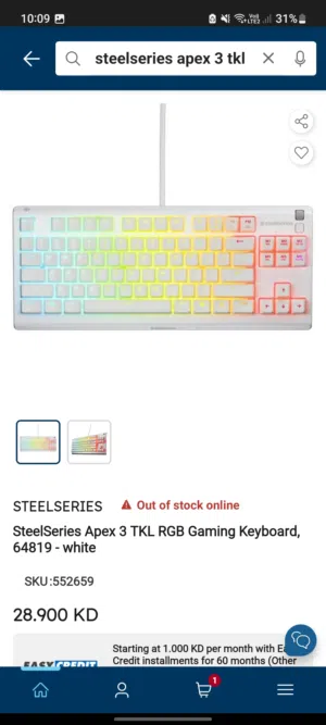 Steelseries apex 3 tkl ( white )