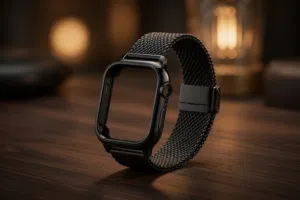 سوار ساعة أبل Space Black (كستك) فاخر – مشبك مغناطيسي قوي وقابل للتعديل بالكامل تصميم انيق ومريح