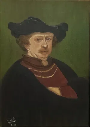 بورتريه مقلد من أعمال الفنان ريمبرانت  تحت عنوان ( Portrait Study after Rembrandt)