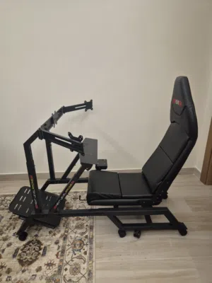 Racing wheel seat gaming chair with wheels and monitor tv stand