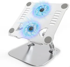 حامل وقاعدة للشاشة مع مراوح تبريد باللونين الفضي والاسود