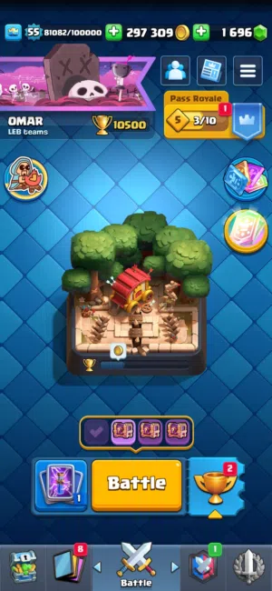 كلاش رويال حساب من 2018.. فيه كل البطاقات والكؤوس 10500