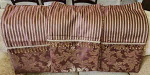 Printed curtains with beads (3 pieces)