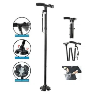 عكاز عصا لكبار السن Trusty canne قابله للطوي و مانع الانزلاق و ضوء عكازه عكازة طبيه