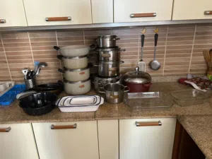 Kitchenware and big wooden trays