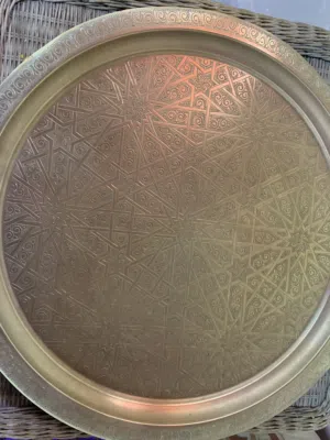 صينية نحاس فاسي ملكية 9 كلغ - الستينات - طرق يدوي أصلي - كازا