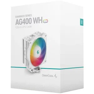 مبرد هوائي احترافي ملون للمعالجات DEEPCOOL AG400WH 120MM FAN ARGB CPU COOLER FOR INTEL LGA1700 - AMD