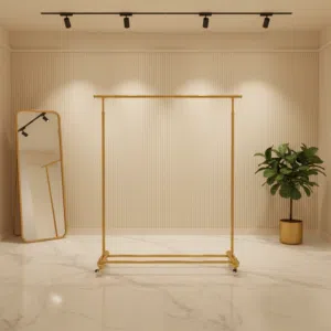 علاقة ملابس معدنية ذهبية فاخرة مع عجلات للتنظيم الراقي - OSH-2311 (GOLD)