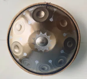 Engraved Gold Handpan 22 inch 9 Notes D Minor with case and stand