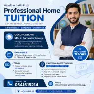 Home tuition available in Khobar, Thuqbah and Rakha