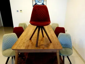Premium 8-Seater Designer Dining Set with 360-degree swivel chairs
