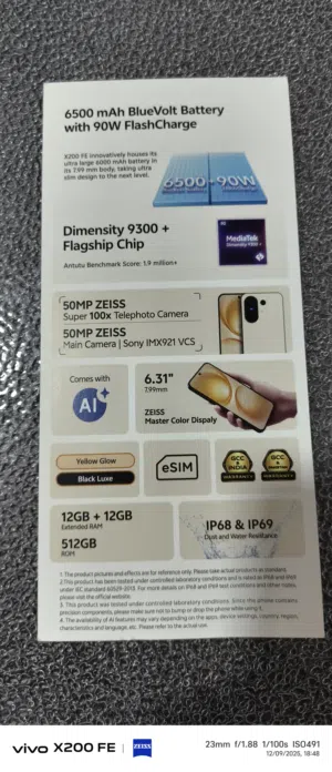 for sale mobile X200 FE  6.31" 7.99mm Body slim design 12GB+12GB ExtendedRAM 512GB ROM