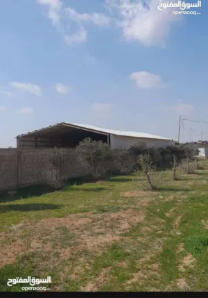ارض للايجار يوجد فيها بيت طابقين وهنجر كبير