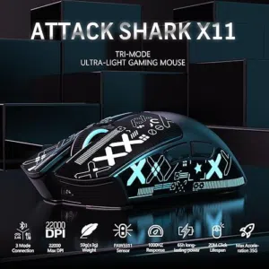 ماوس Attack Shark X11 جديد مع الستيكرات ومتوفر توصيل بدينارين لجميع المملكه