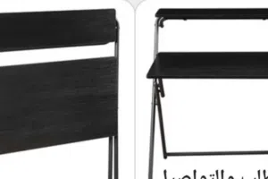 مكتب قابل للطي لا يحتاج إلى تجميع، مكتب كمبيوتر مع رف من طبقتين، طاولة قابلة للطي للمساحات الصغيرة،