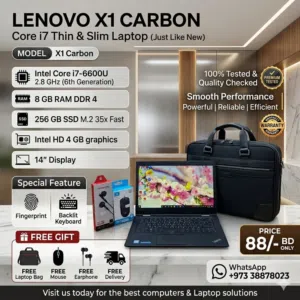 LENOVO X1 CARBON Core i7 Thin & Slim Laptop 14 Display 8GB RAM 256GB SSD M.2 35x Fast