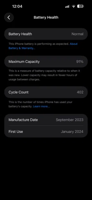 iPhone 15 pro max 512 GB - BH 91