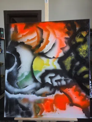 فنية تجريدية مميزة (فن رش السبراي - Spray Art) مرسومة يدويّاً