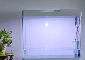 Medium white LED aquarium tank with filter and hood - Excellent condition