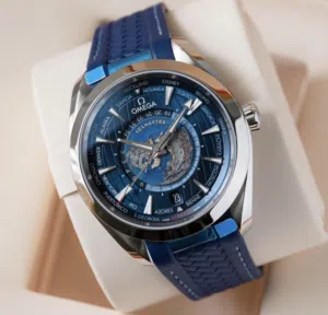ساعة أوميغا اصلية مع كفالة فعالة لسا Omega seamaster aqua terra 150m 43 mm case world timer