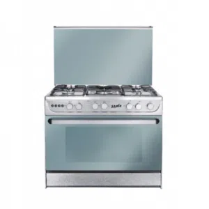 فرن سامكس 5 عيون 90 سم فل سيفتي لون ستانلس ستيل بسعر مغري