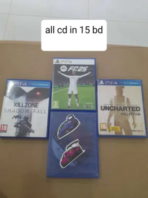 spider man cd and uncharted and killzone  and fc25 cd