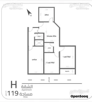 119 m2 3 Bedrooms Apartments for Sale in Sana'a Bayt Baws
