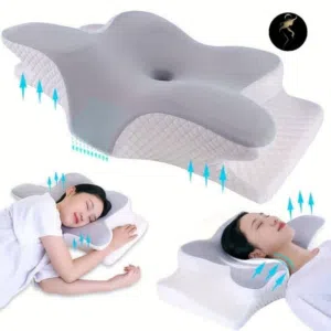 مخده الفراشه وسادة النوم الطبيه مخدة نوم طبيه لنوم مريح تخفيف الام الرقبه وساده الميموري فوم مع غطاء