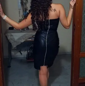 Leather black dress