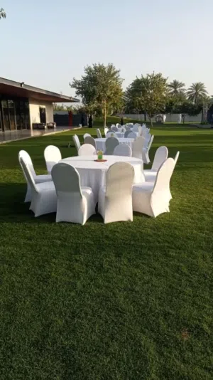 Chair and table. air cooler. tent for rent تاجير كراسي و طاولة