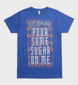 Vintage Y2K Def Leppard band t-shirt Blue with amazing background pattern